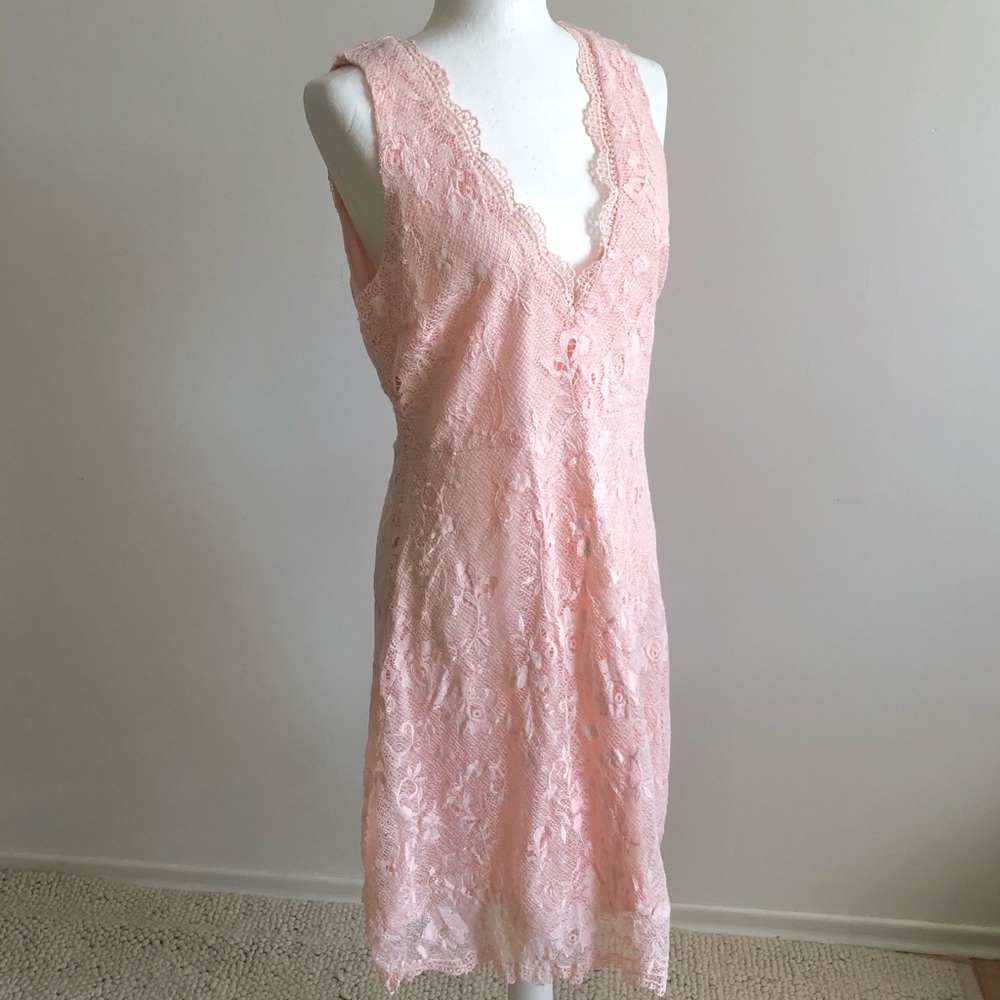 Light Peach Lace Dress by Just Me, Large